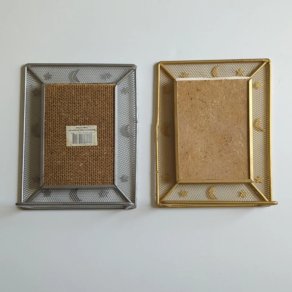 Frames Metal Set of 2 Moons and Stars 1 Gold 1 Silver Both Sitters Pairs - Picture 4 of 8